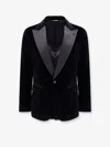 Dolce & Gabbana Single-breasted Velvet Tuxedo Blazer In Black
