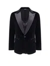 Dolce & Gabbana Single-breasted Velvet Tuxedo Blazer In Black