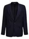 Dolce & Gabbana Men Black Stretch Wool Sicilia Tuxedo Blazer In Blu