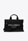Dolce & Gabbana Black Gym Bag With Contrasting Logo Print In Polyamide Man In Black