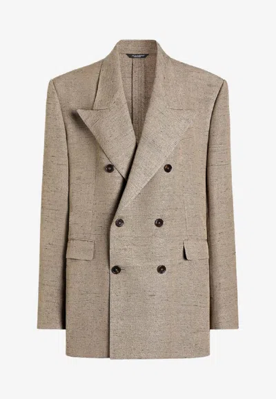 DOLCE & GABBANA SICILIA DOUBLE-BREASTED TWEED-EFFECT JACKET