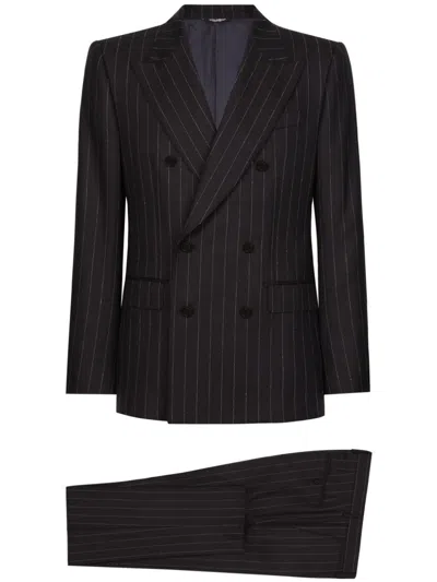 Dolce & Gabbana Sicilia-fit Double-breasted Suit In Black