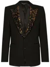 Dolce & Gabbana Leopard-print Lapels Single-breasted Blazer In Black