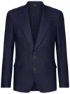 Dolce & Gabbana Single-breasted Linen Sicilia-fit Jacket In Blue