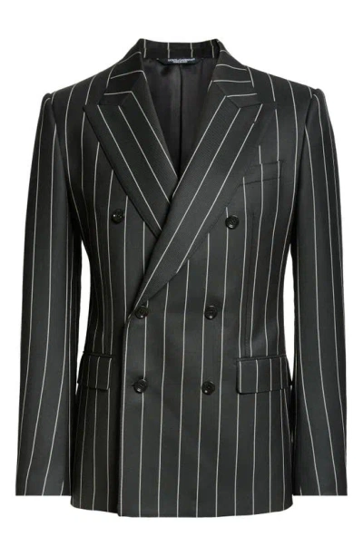 Dolce & Gabbana Sicilia Fit Pinstripe Double Breasted Wool Blazer In Rigato