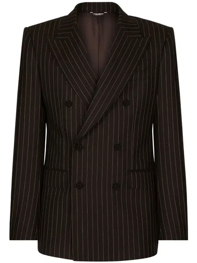 Dolce & Gabbana Pinstripe Double-breasted Blazer In Black