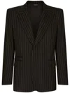 Dolce & Gabbana Striped Single-breasted Blazer In Black
