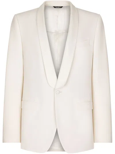 Dolce & Gabbana Single-breasted Wool Blazer In White