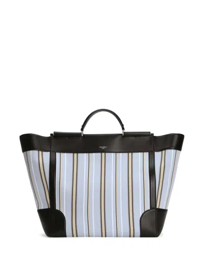 Dolce & Gabbana Sicilia Handbag In Striped Jacquard Fabric In Blue
