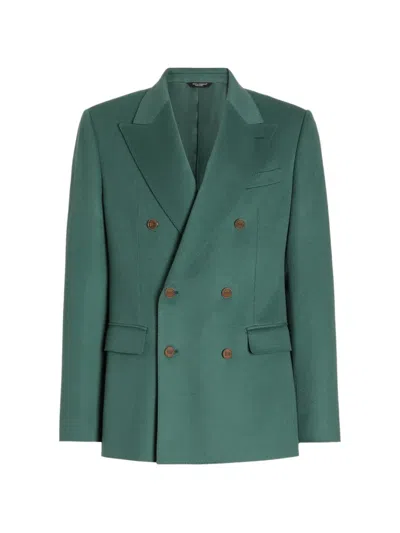 Dolce & Gabbana Sicilia Light Double-breasted Cashmere Jacket In Green