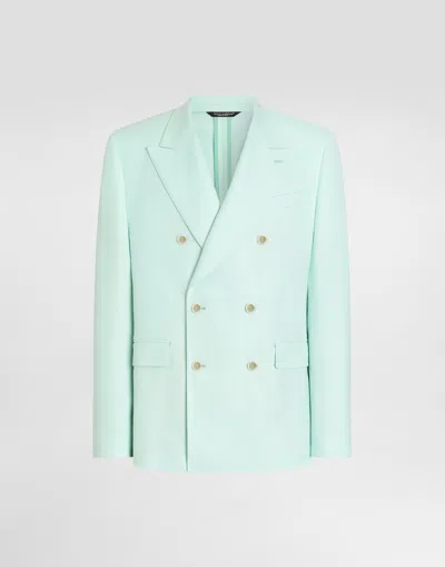Dolce & Gabbana Sicilia Light Double-breasted Viscose Jacket In Green