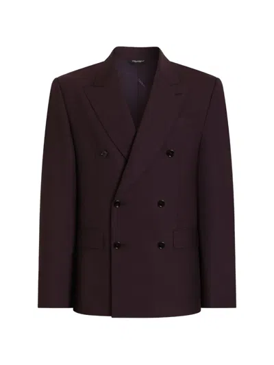 Dolce & Gabbana Sicilia Light Double-breasted Wool Jacket In Purple