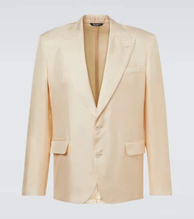 Dolce & Gabbana Sicilia Light Silk Twill Blazer In Neutral