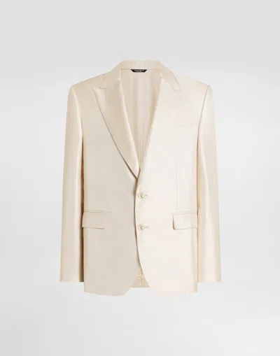 Dolce & Gabbana Sicilia Light Single-breasted Silk Twill Jacket In Gold