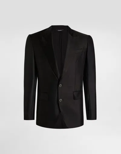 Dolce & Gabbana Sicilia Light Single-breasted Silk Twill Jacket In Black