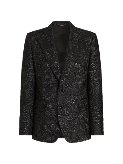 Dolce & Gabbana Sicilia Light Single-breasted Brocade Jacket In Black