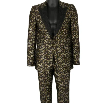 Pre-owned Dolce & Gabbana Sicilia Star Jacquard Suit Jacket Blazer Pants Gold Black