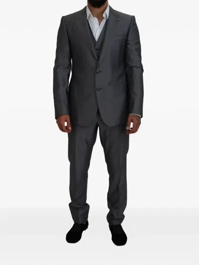 Dolce & Gabbana Sicilia Three-piece Suit In Gray