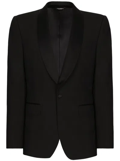DOLCE & GABBANA MEN'S TWO-PIECE BLACK WOOL AND SILK TUXEDO FOR FW23