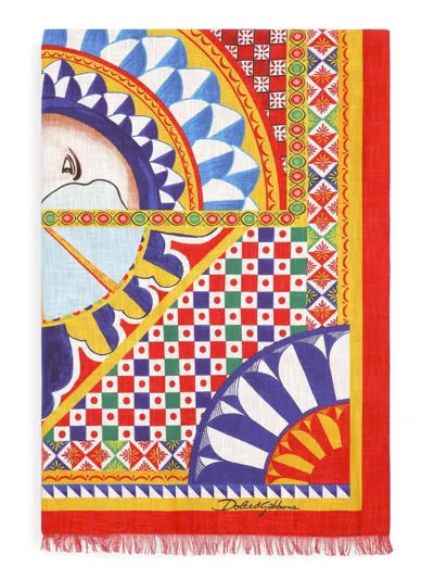 Dolce & Gabbana Sicilian Carretto-print Beach Towel In Multi
