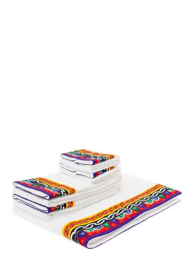 Dolce & Gabbana Sicilian Cart Print Cotton Towel Set In Multi