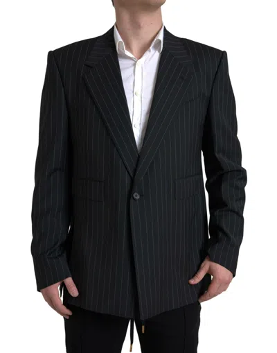 Dolce & Gabbana Stripe Single Breasted Sicilia Wool Blazer In Animal Print