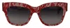 Dolce & Gabbana Red Lace Acetate Rectangle Shades In Red