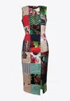 Dolce & Gabbana Patchwork Sleeveless Midi Dress In Multicolor