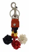 Dolce & Gabbana Red White Raffia Leather Clasp Finder Keyring Keychain In Red