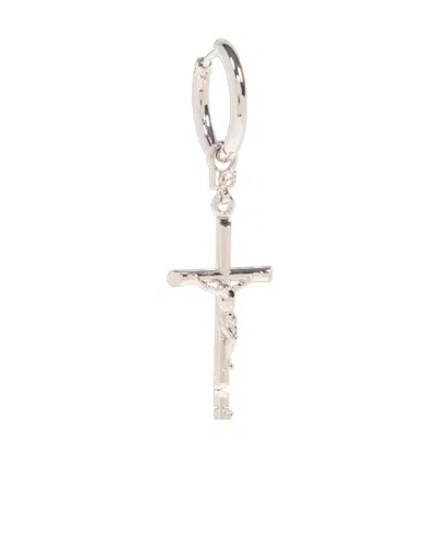 Dolce & Gabbana Cross-pendant Hoop Earring In Silver