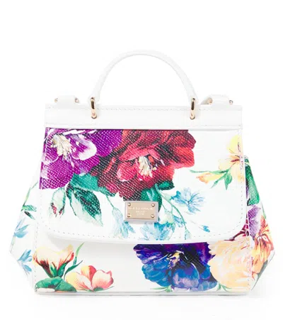 Dolce & Gabbana Kids' Sicily花卉皮革托特包