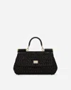 Dolce & Gabbana Medium Sicily Raffia Shoulder Bag In ブラック