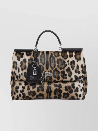 Dolce & Gabbana Sicily Animal Print Shoulder Bag In Brown