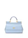 Dolce & Gabbana Light Blue Sicily Patent Small Satchel Bag In Blue