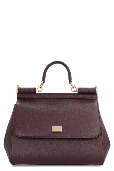 Dolce & Gabbana Sicily Big Leather Handbag In Burgundy
