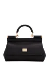 Dolce & Gabbana Sicily Black Handbag With Adjustable And Removable Shoulder Strap And Logo Plaque On The Front In Gr
