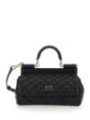 Dolce & Gabbana 'sicily' Black Handbag With Logo Plaque In Quilted Leather Woman