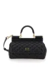Dolce & Gabbana 'sicily' Black Handbag With Logo Plaque In Quilted Leather Woman In Black