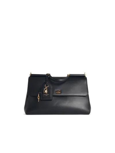 DOLCE & GABBANA DOLCE & GABBANA 'SICILY' BLACK LEATHER HANDBAG