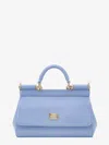 Dolce & Gabbana Light Blue Sicily Patent Small Satchel Bag In Blue