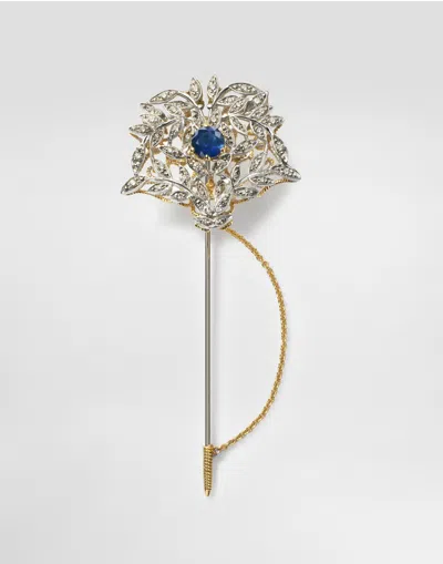 Dolce & Gabbana Sicily Brooch  18-carat Yellow And White Gold, Blue Sapphires, And Diamonds