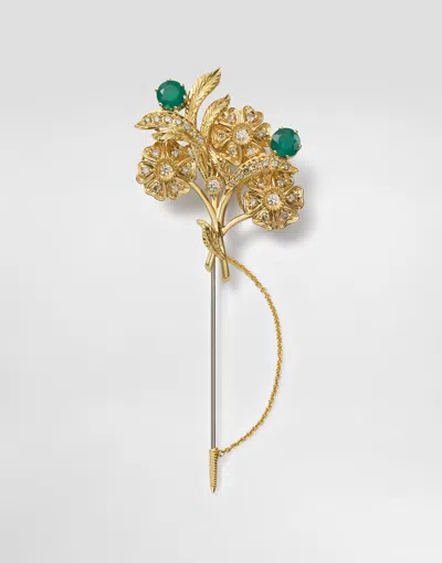 Dolce & Gabbana Sicily Brooch  18-carat Yellow And White Gold, Emeralds, And Diamonds