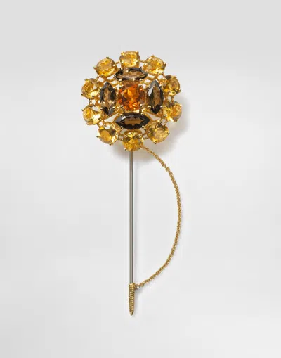 Dolce & Gabbana Sicily Brooch  18-carat Yellow And White Gold, Madera Quartz, Smoky Quartz And Citrines.