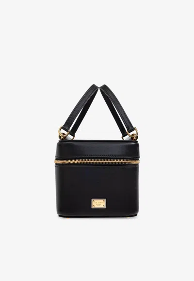 Dolce & Gabbana Sicily Calf Leather Handbag In Black