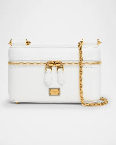 Dolce & Gabbana Sicily Calfskin Vanity Crossbody Bag In Bianco Ottico