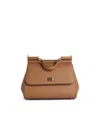 Dolce & Gabbana Sicily Camel Leather Bag In Brown