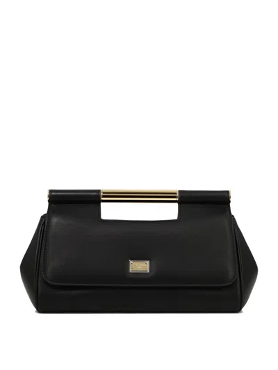Dolce & Gabbana Sicily Leather Medium Clutch Bag In Black