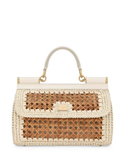 Dolce & Gabbana Elongated Sicily Handbag In Neutrals