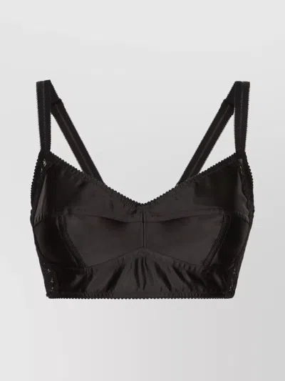 Dolce & Gabbana Sicily Cropped Top Lace Trim In Black