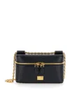 Dolce & Gabbana Sicily Leather Shoulder Bag With Metal Logo Tag In Black